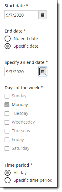 Closed rule with specific end date.